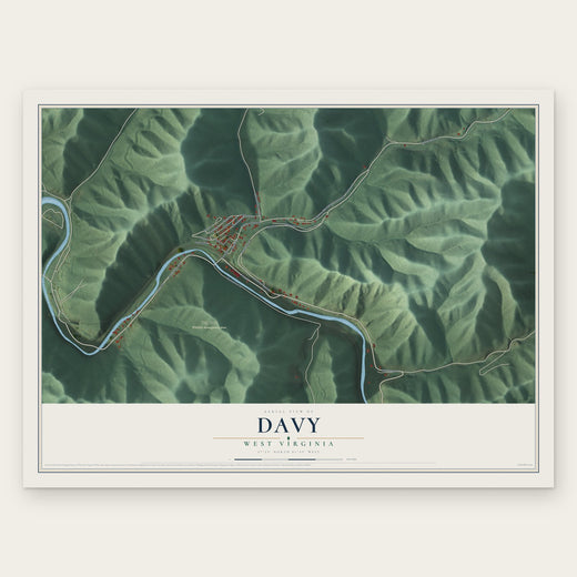 Davy, West Virginia map print, the full design