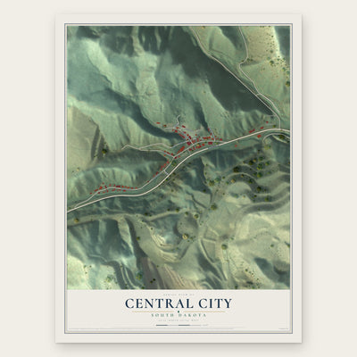 Central City, South Dakota map print, the full design