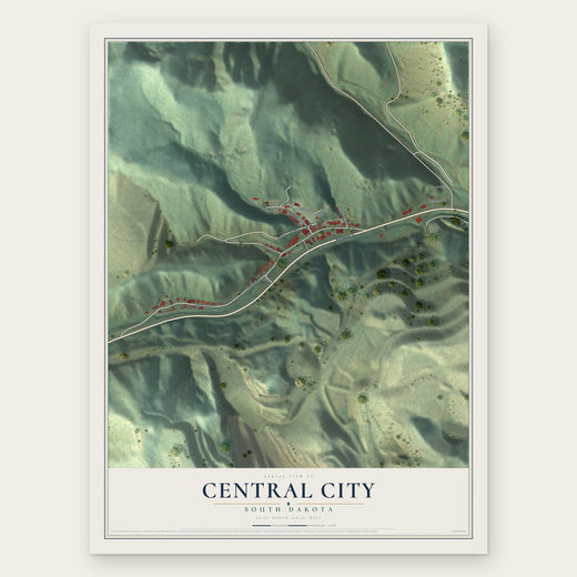 Central City, South Dakota map print, the full design