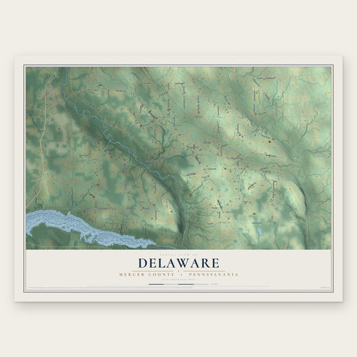 Delaware, Mercer County, Pennsylvania map print, the full design