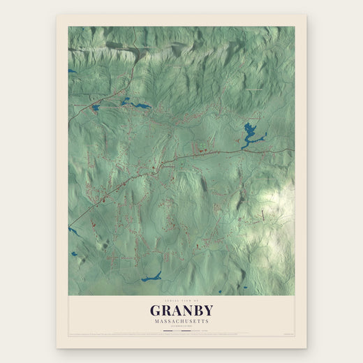 Granby, Massachusetts map print, the full design