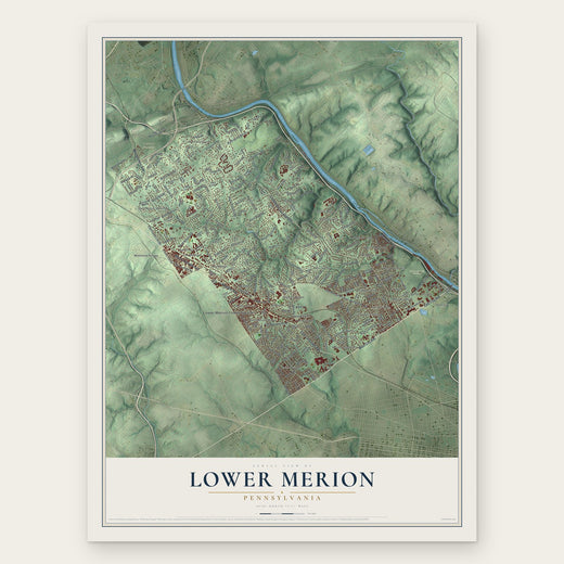 Lower Merion, Pennsylvania map print, the full design