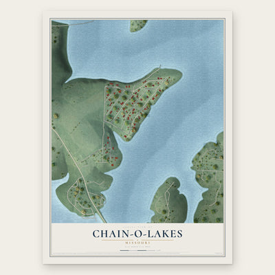 Chain-O-Lakes, Missouri map print, the full design