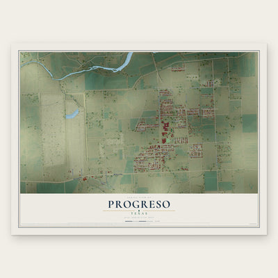 Progreso, Texas map print, the full design