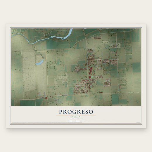 Progreso, Texas map print, the full design