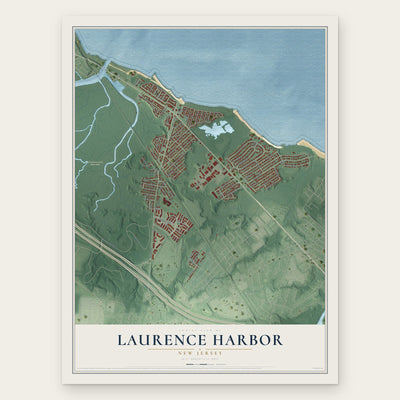 Laurence Harbor, New Jersey map print, the full design
