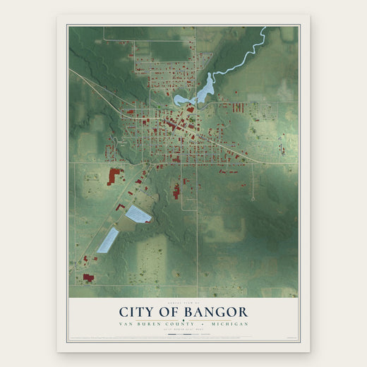 Bangor, Michigan map print, the full design