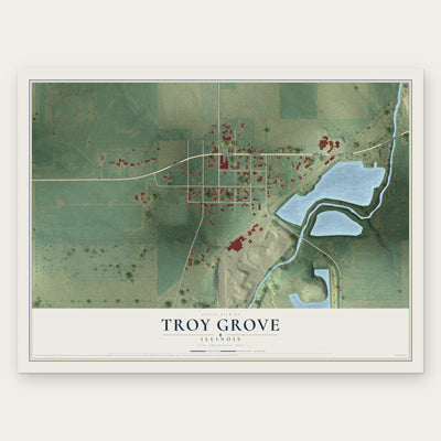 Troy Grove, Illinois map print, the full design