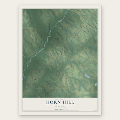 Horn Hill, Alabama map print, the full design