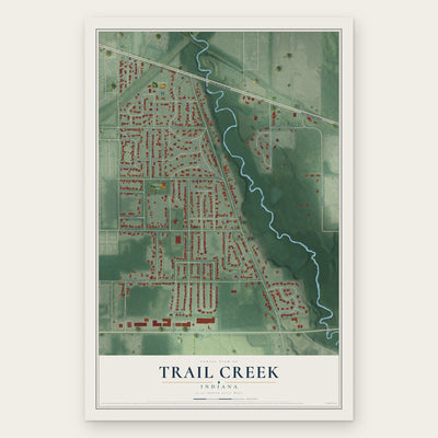 Trail Creek, Indiana map print, the full design