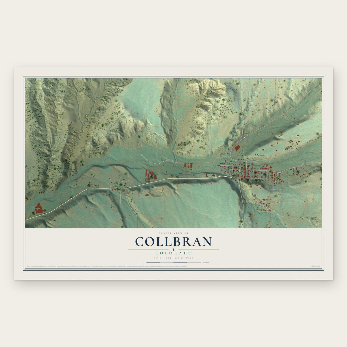 Collbran, Colorado map print, the full design