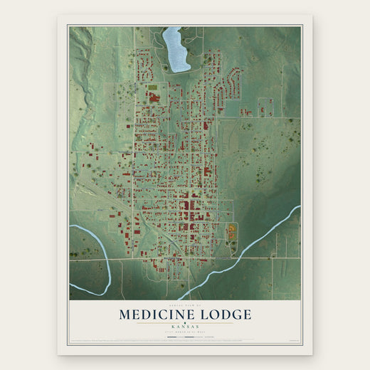 Medicine Lodge, Kansas map print, the full design