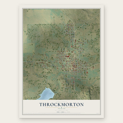 Throckmorton, Texas map print, the full design