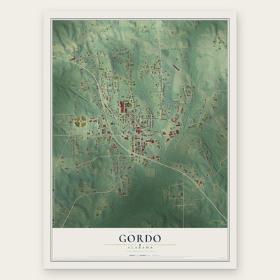 Gordo, Alabama map print, the full design
