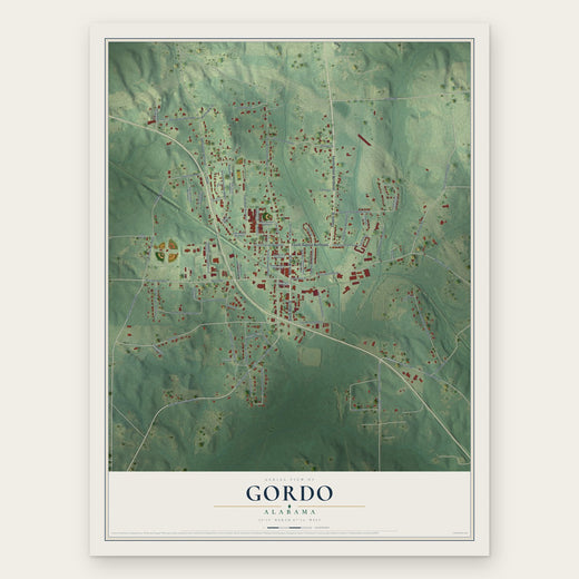 Gordo, Alabama map print, the full design