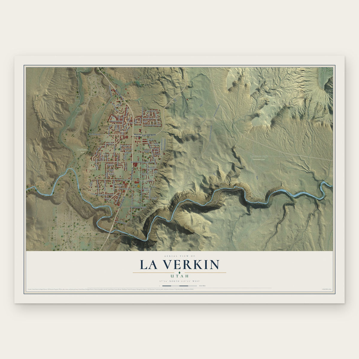 La Verkin, Utah map print, the full design