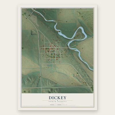 Dickey, North Dakota map print, the full design