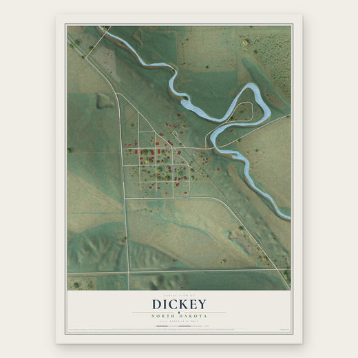 Dickey, North Dakota map print, the full design