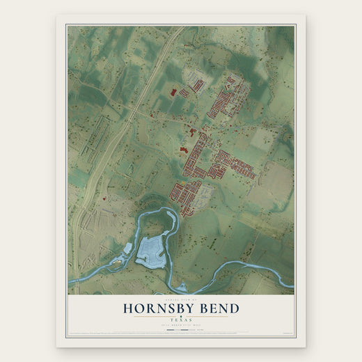 Hornsby Bend, Texas map print, the full design