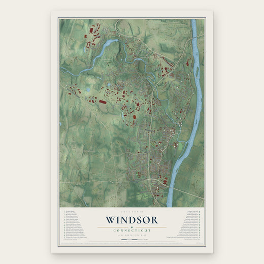 Windsor, Connecticut map print, the full design