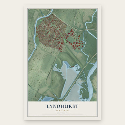 Lyndhurst, New Jersey map print, the full design