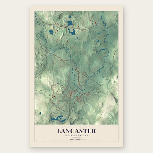 Lancaster, Massachusetts map print, the full design