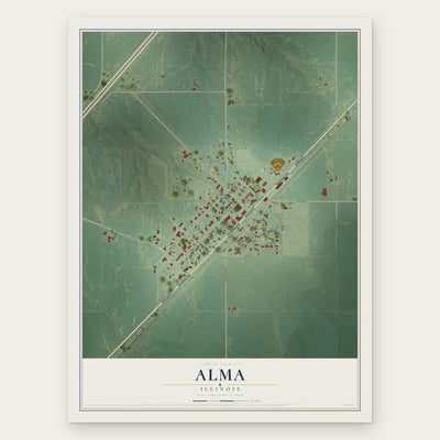 Alma, Illinois map print, the full design