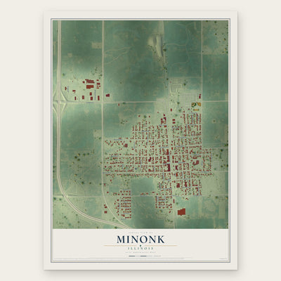 Minonk, Illinois map print, the full design