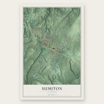 Sumiton, Alabama map print, the full design