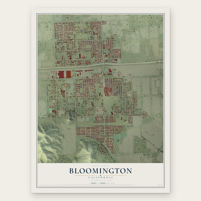 Bloomington, California map print, the full design