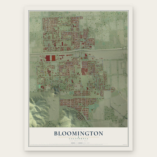 Bloomington, California map print, the full design