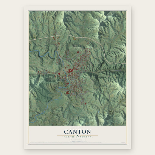 Canton, North Carolina map print, the full design