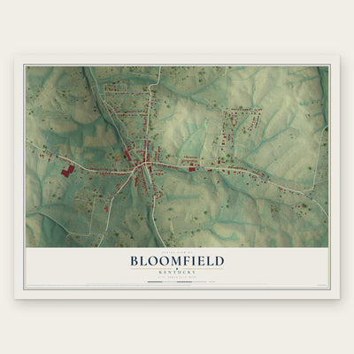Bloomfield, Kentucky map print, the full design