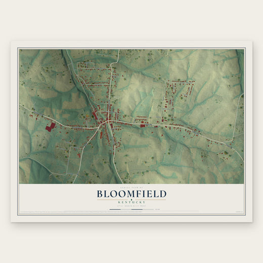 Bloomfield, Kentucky map print, the full design