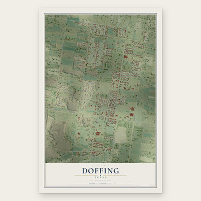 Doffing, Texas map print, the full design