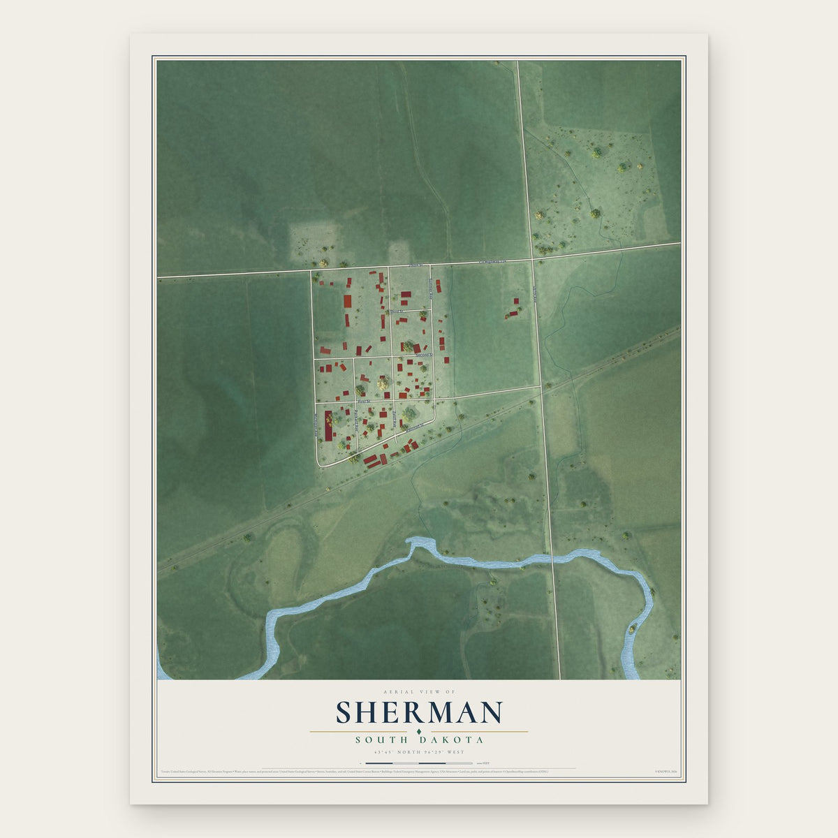 Sherman, South Dakota map print, the full design