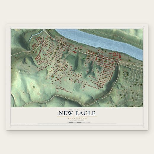 New Eagle, Pennsylvania map print, the full design