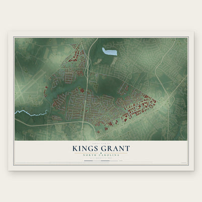 Kings Grant, North Carolina map print, the full design