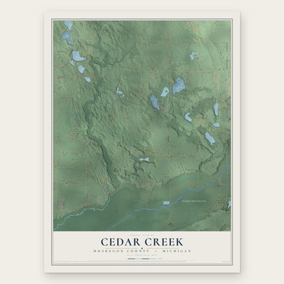 Cedar Creek, Muskegon County, Michigan map print, the full design