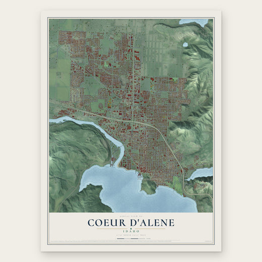 Coeur d'Alene, Idaho map print, the full design