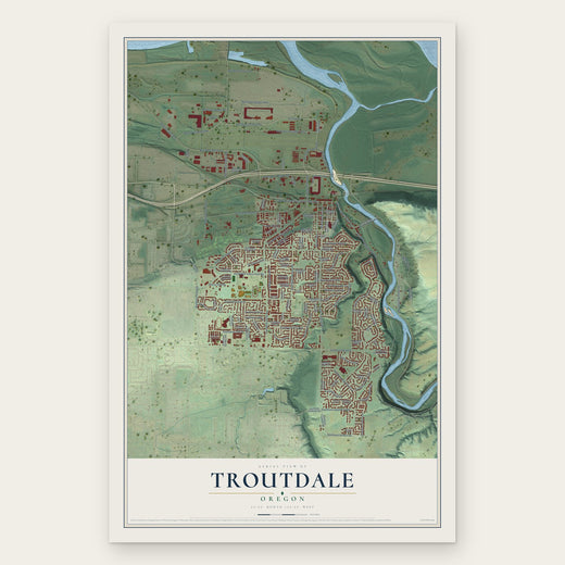 Troutdale, Oregon map print, the full design