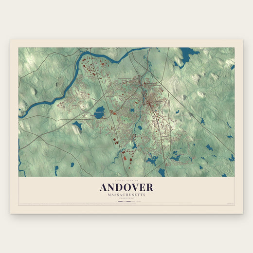 Andover, Massachusetts map print, the full design