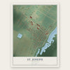 St. Joseph, Louisiana map print, the full design