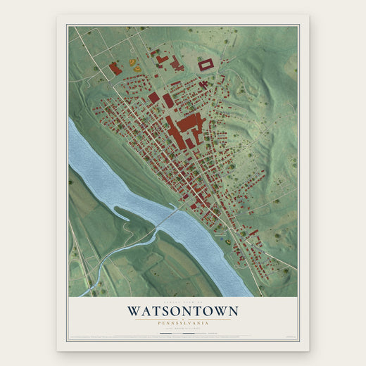 Watsontown, Pennsylvania map print, the full design