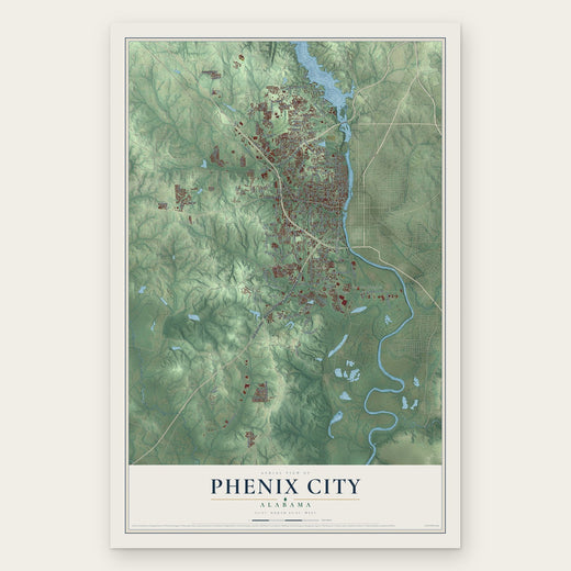 Phenix City, Alabama map print, the full design