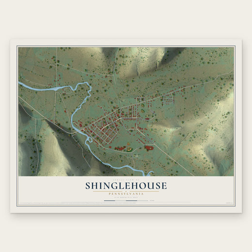 Shinglehouse, Pennsylvania map print, the full design