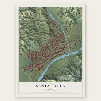 Santa Paula, California map print, the full design