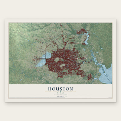 Houston, Texas map print, the full design