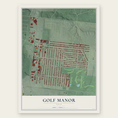 Golf Manor, Ohio map print, the full design