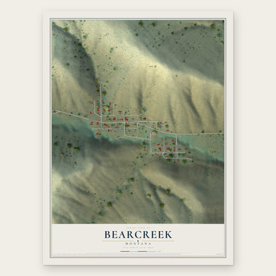 Bearcreek, Montana map print, the full design